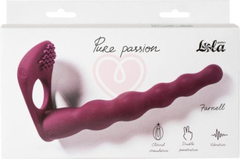 Вибронасадка для двойного проникновения со стимуляцией клитора Pure Passion Farnell 17 см бордовая фото 2
