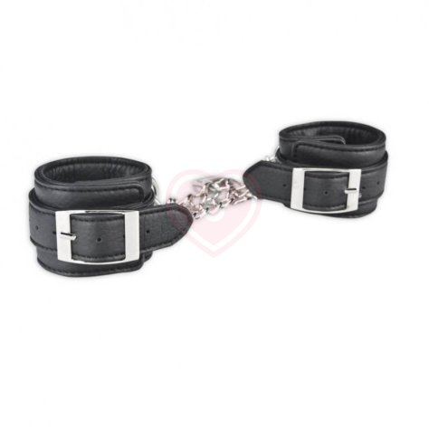 Наручники с мощной цепью и замком Unsex Leatherette Cuffs фото 1