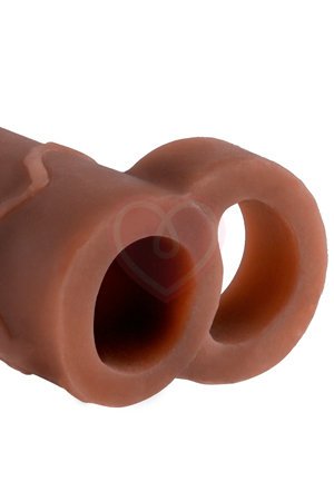 Насадка удлинитель с кольцом на мошонку Perfect Extension with Ball Strap 20 см мулат фото 3