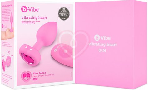 Анальная пробка с кристаллом сердцем и вибрацией b-Vibe Heart Shape Jewel Plug S/M розовая фото 10