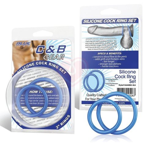 Набор из двух синих колец разного диаметра Silicone Cock Ring Set фото 3