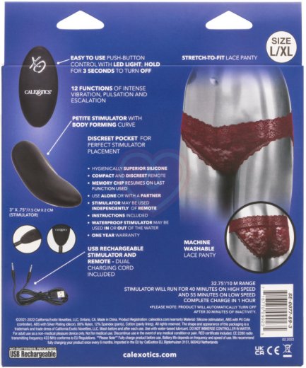 Вибратор для клитора с бордовыми трусиками и пультом Lace Panty Set L/XL фото 2