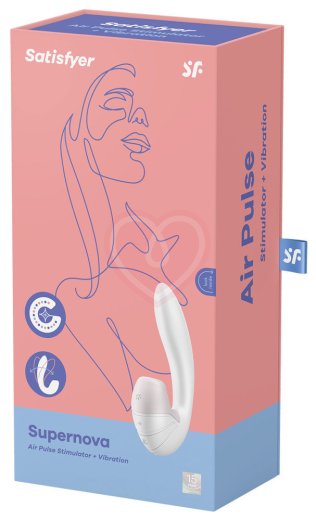 Вибратор с вакуумным стимулятором Satisfyer Supernova белый фото 5