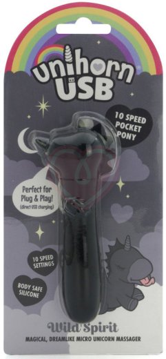 Вибропуля Unihorn Usb Wild Spirit со стимуляцией язычком чёрная фото 3