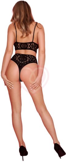 Комплект Amor El из топа и трусиков с узором калейдоскоп чёрный фото 2