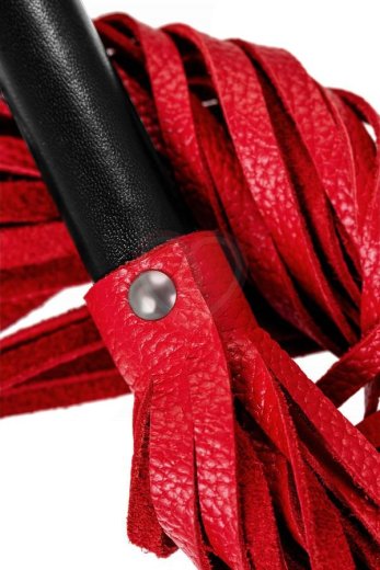 Плеть из натуральной кожи Pecado BDSM 50 см красная фото 4