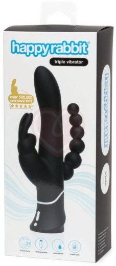 Вибратор для тройного удовольствия Happy Rabbit Triple чёрный фото 2