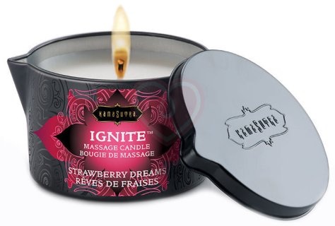 Массажное масло-свеча KamaSutra Ignite Strawberry Dreams Клубника 170 г фото 1