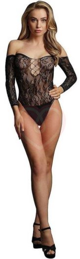 Кружевное боди со стразами Le Desir Wonder Rhinestone Bodysuit черное фото 1