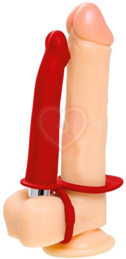 Насадка для двойного проникновения с вибропулей Toyfa Double Penetration Vibration красная фото 8