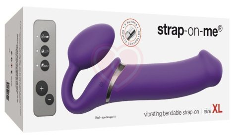 Безремневой страпон с вибрацией и пультом управления Strap-on-me XL фиолетовый фото 3