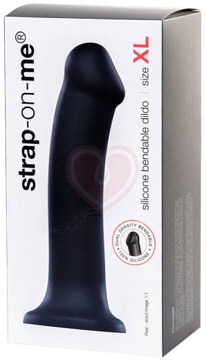 Гибкий фаллоимитатор на присоске Strap-on-me XL 20 см чёрный фото 5