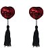 Пэстисы Burlesque Gipsy сердечки из пайеток с длинными кисточками красные с чёрным фото 1