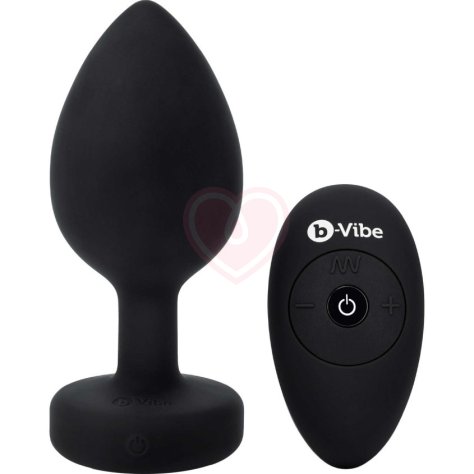 Большая вибропробка b-Vibe Vibrating Jewel Plug с кристаллом и пультом чёрная фото 8