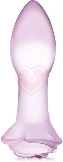 Стеклянная анальная пробка Glas Rosebud с розочкой фото 1