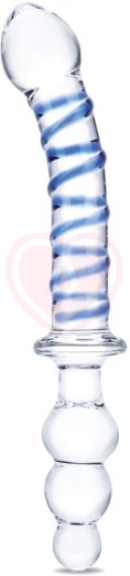 Двусторонний стеклянный рельефный фаллоимитатор Glas Twister фото 1
