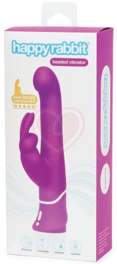 Вибратор с ротацией и стимулятором клитора Happy Rabbit Beaded фиолетовый фото 4