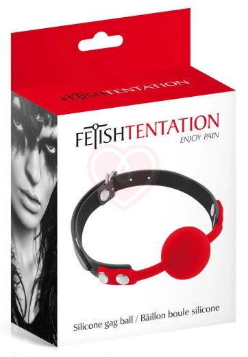 Кляп с силиконовым шариком Fetish Tentation чёрно-красный фото 2