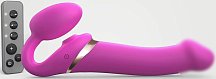 Безремневой страпон с вибрацией и пультом ДУ Strap-On-Me Multi Orgasm L фуксия