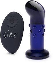 Стеклянный вибростимулятор простаты с пультом Glas Dotted Plug синий