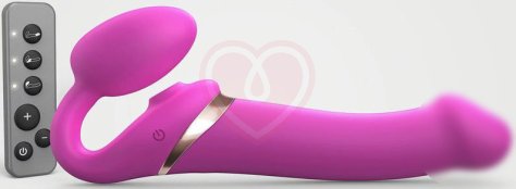 Безремневой страпон с вибрацией и пультом ДУ Strap-On-Me Multi Orgasm L фуксия фото 1
