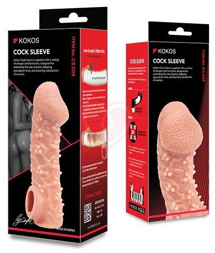 Насадка с пупырышками и отверстием для мошонки Kokos Cock Sleeve CS009-M фото 2