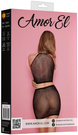Комплект Amor El из топа и юбки со стразами чёрный фото 4