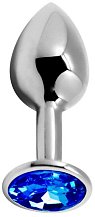 Анальная пробка Alive Mini Metal Butt Plug M с голубым кристаллом
