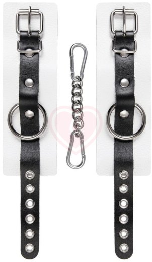 Мягкие наручники с люверсами Pecado BDSM белые с черным фото 3