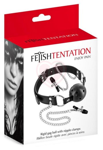 Кляп Fetish Tentation с шариком и зажимами для сосков фото 2
