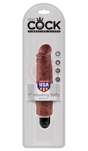 Вибратор King Cock Vibrating Stiffy 18 см коричневый фото 3