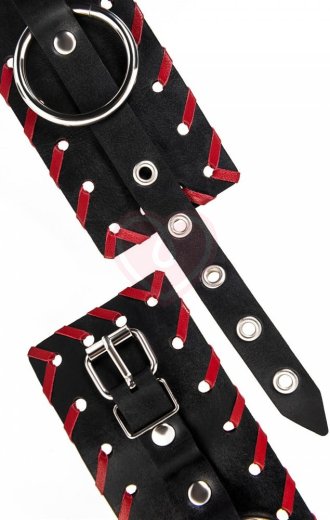 Наручники с красной окантовкой Pecado BDSM черные фото 8