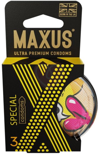 Презервативы с точками и рёбрами Maxus Air Special 3 шт с пластиковым кейсом фото 1