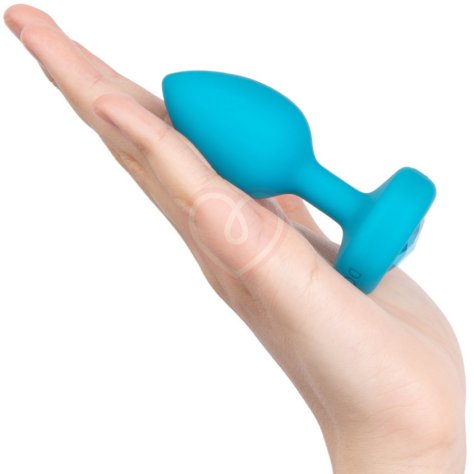 Маленькая вибропробка b-Vibe Vibrating Jewel Plug с кристаллом и пультом бирюзовая фото 6
