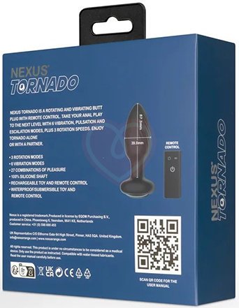 Анальная вращающаяся вибропробка Nexus Tornado Medium чёрная фото 6