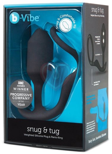Утяжелённая анальная вибропробка с эрекционным кольцом b-Vibe Snug & Tug фото 6
