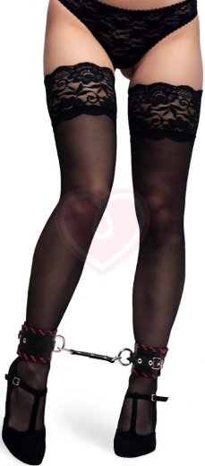 Двухслойные ножные оковы с красной окантовкой Pecado BDSM черные фото 9