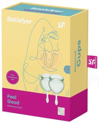 Набор из 2 менструальных чаш с кончиком-капелькой Satisfyer светло-зелёный фото 2