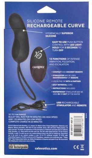 Мини-вибратор с пультом управления Silicone Remote Curve чёрное фото 8