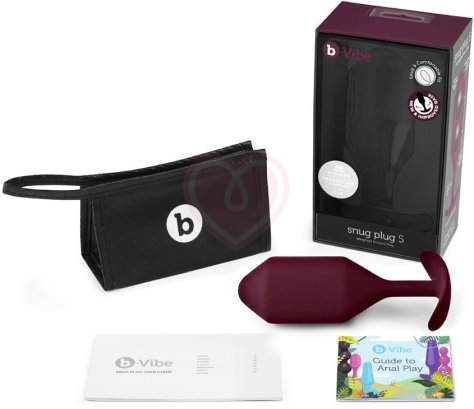 Утяжелённая анальная пробка для ношения b-Vibe Snug Plug 5 большая бордовая фото 5