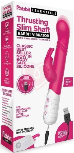 Вибратор-кролик с пульсирующей головкой Slim Shaft Thrusting G-Spot Rabbit розовый фото 11