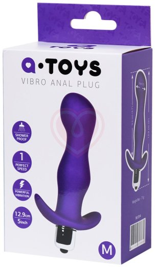 Анальная вибропробка A-Toys Vibro Anal Plug M фиолетовая фото 4