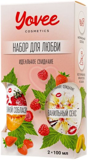 Набор для любви из 2 гелей-смазок Yovee со вкусом клубники с дыней и ванильных сливок фото 2