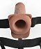Полый реалистичный фаллопротез с вибрацией Hollow Rechargeable Strap-on with Balls 20 см мулат фото 3