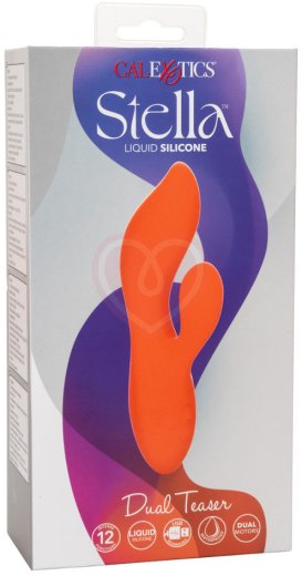 Вибратор с клиторальным стимулятором Stella Liquid Silicone Dual Teaser оранжевый фото 6