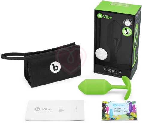 Утяжелённая анальная пробка для ношения b-Vibe Snug Plug 3 средняя лайм фото 5