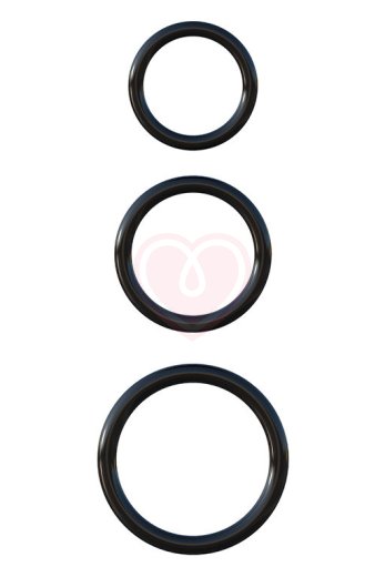 Набор из 3 эрекционных колец Silicone 3-Ring Stamina Set чёрные фото 1