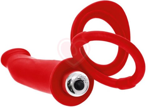 Насадка для двойного проникновения с вибропулей Toyfa Double Penetration Vibration красная фото 6