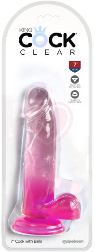 Гелевый фаллоимитатор с мошонкой King Cock Clear 15 см розовый фото 2