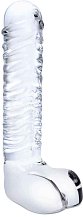 Реалистичный стеклянный фаллоимитатор с мошонкой Glas Realistic Ribbed